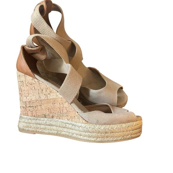 Tory Burch Frieda Cross Strap Espadrille | Mercari TORY BURCH Sz 9.5 Frieda Elastic Stripe Espadrille Wedge Women Sandal Tan
